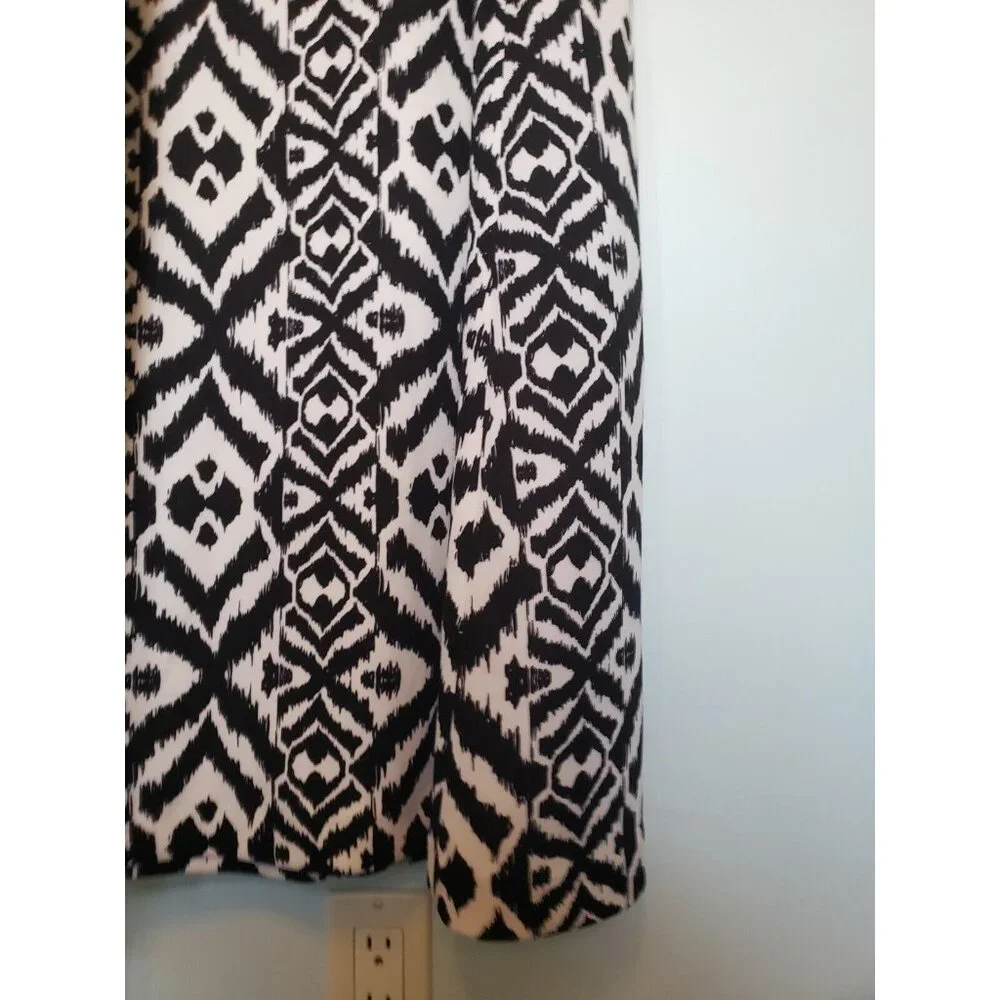 Belle Badgley Mischka Womens 10 Maxi Dress Black White Studded Sleeveless A Line - Picture 3 of 5